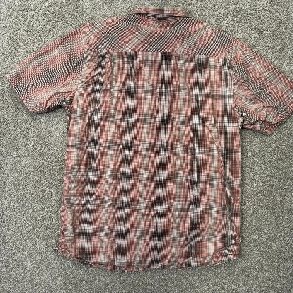 The North Face Shirt Mens Large Button-Down Orange Plaid Short Sleeve EUC